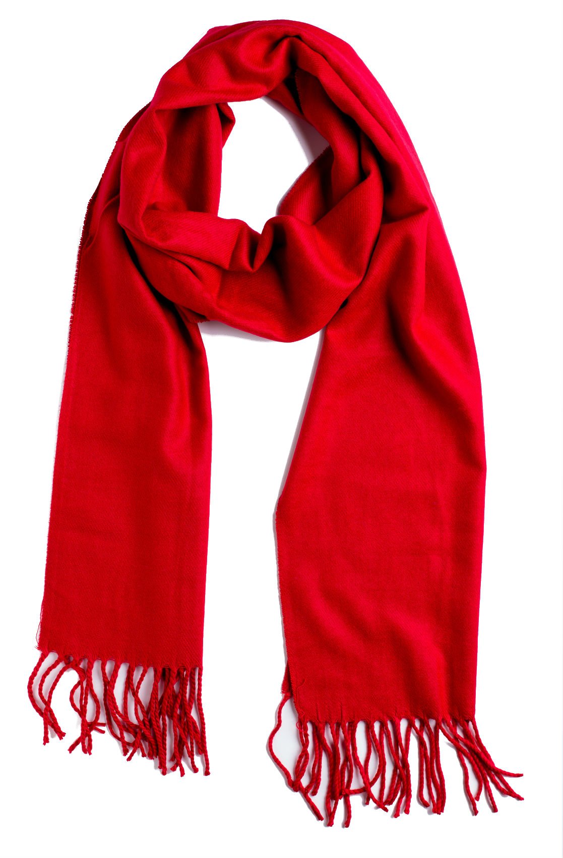 Plum Feathers Winter Scarf Shawl with Cashmere Feel - Rich Solid Colors Winter Scarves and Wraps 72" x 12" (Red)