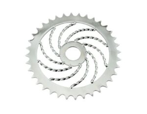 lowrider twisted sprocket 36t 1/2 x 1/8 chrome. for bicycles, bikes, beach cruiser, strech bikes, limos, chopper cruiser