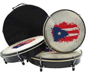 set de panderos - pleneras de pvc con bandera de puerto rico