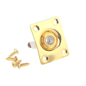 musiclily 1/4" rectangular guitar output jack plate input jack socket plate for les paul lp tele style electric guitar bass, gold