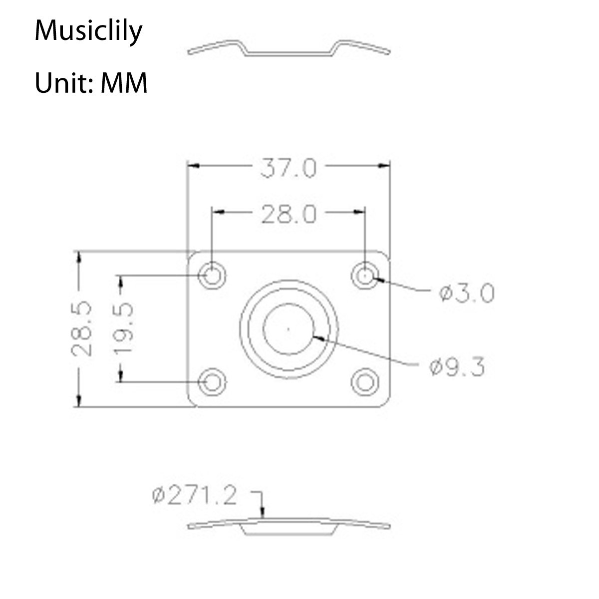 Musiclily 1/4" Rectangular Guitar Output Jack Plate Input Jack Socket Plate for Les Paul LP Tele Style Electric Guitar Bass, Gold