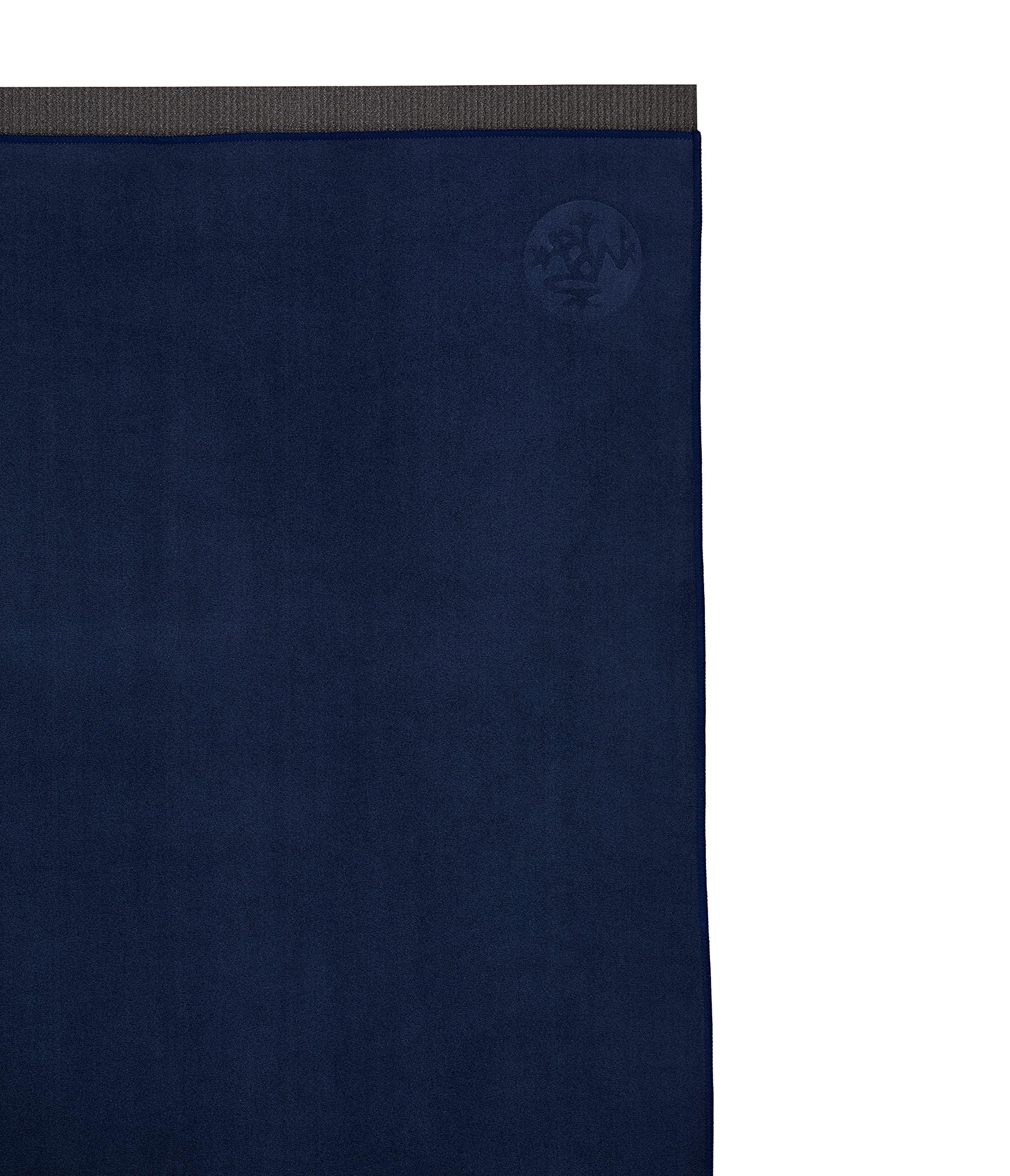 Manduka eQua Yoga Towel – Absorbent, Non-Slip for Yoga, Gym, Pilates, and Outdoor Fitness, Quick Drying - 72 Inch, Midnight Color