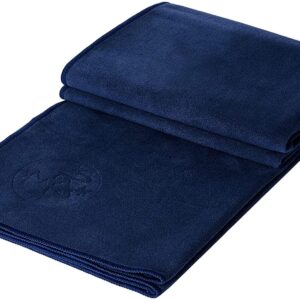 Manduka eQua Yoga Towel – Absorbent, Non-Slip for Yoga, Gym, Pilates, and Outdoor Fitness, Quick Drying - 72 Inch, Midnight Color