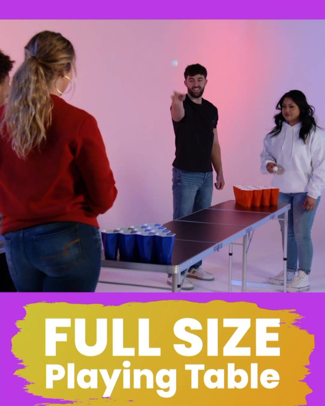 8-Foot Professional Beer Pong Table - Chicago Basketball Court