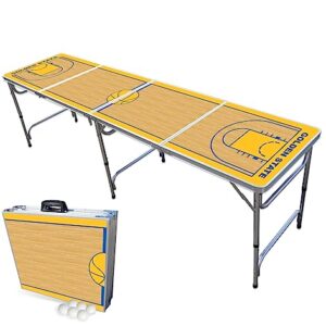 8-Foot Professional Beer Pong Table - Golden State Basketball Court