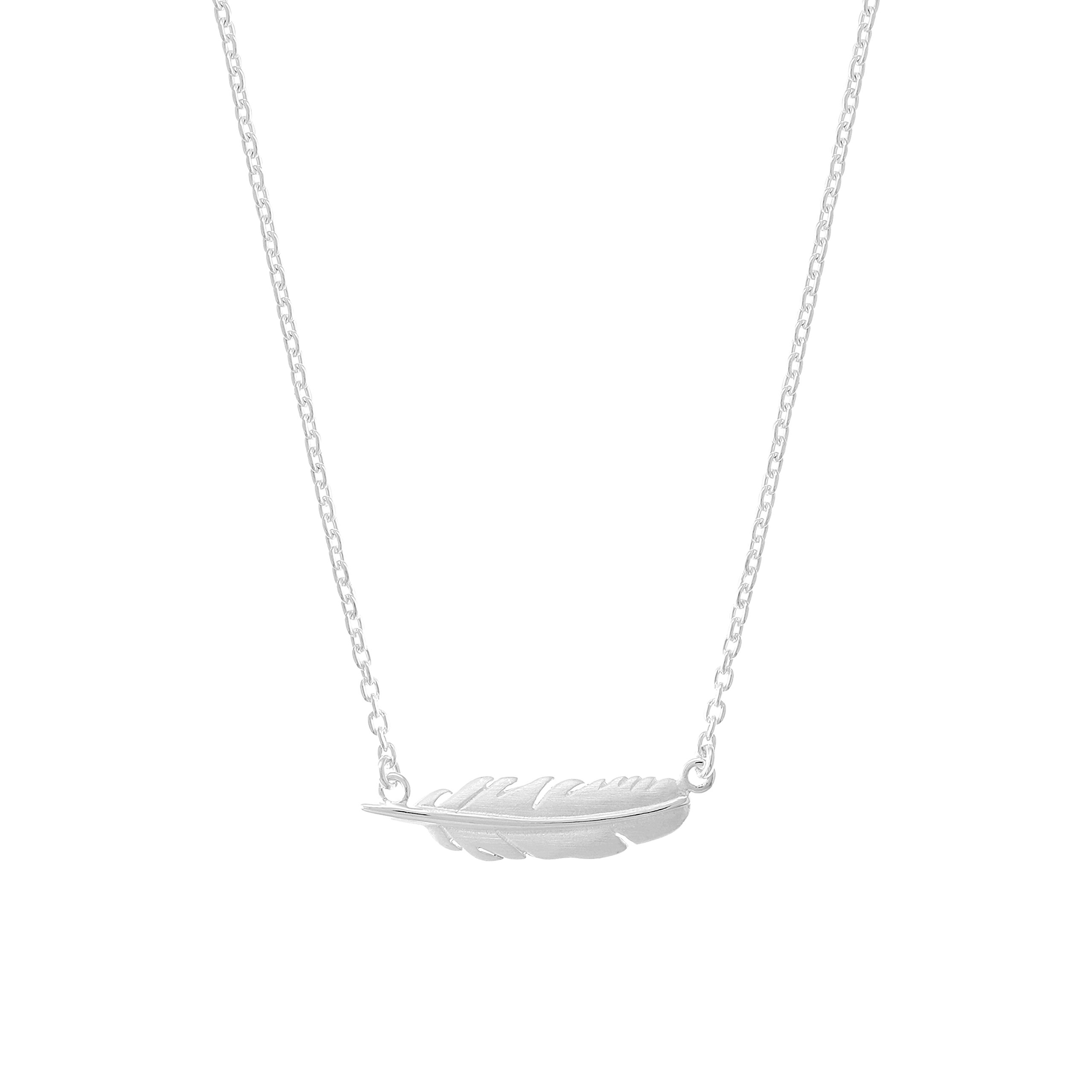 Boma Jewelry Sterling Silver Feather Necklace, 16 inches