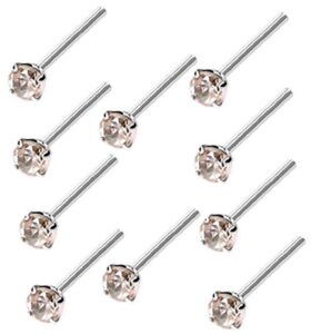 l & l nation peach cz 925 sterling silver nose ring 1.2mm prong setting straight ended 10 pcs lot