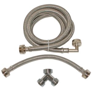 eastman steam dryer installation kit, 3/4 inch fht fill hose, 90 degree elbow, 6 ft braided stainless steel hoses, 41025