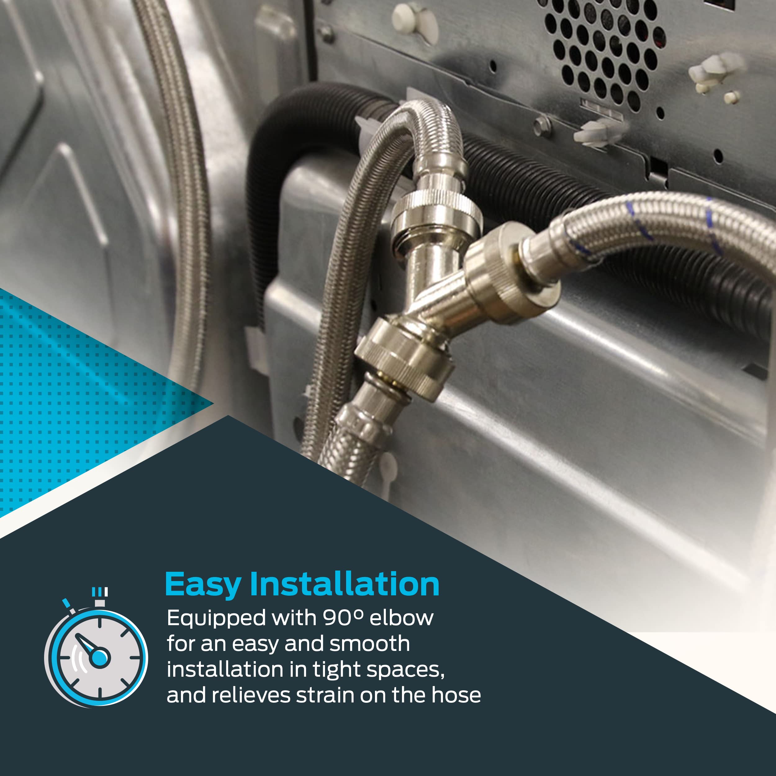 Eastman Steam Dryer Installation Kit, 3/4 Inch FHT Fill Hose, 90 Degree Elbow, 6 ft Braided Stainless Steel Hoses, 41025