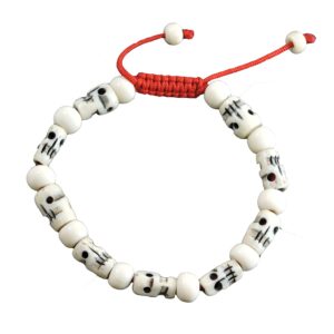 Tibetan Mala Carved Yak Bone Skull Wrist Mala/ Bracelet for Meditation BM-24