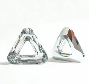 1 pc austria crystal 4737 comsic triangle frame ring clear calvsi foiled charm pendant 14mm / findings/austrian elements