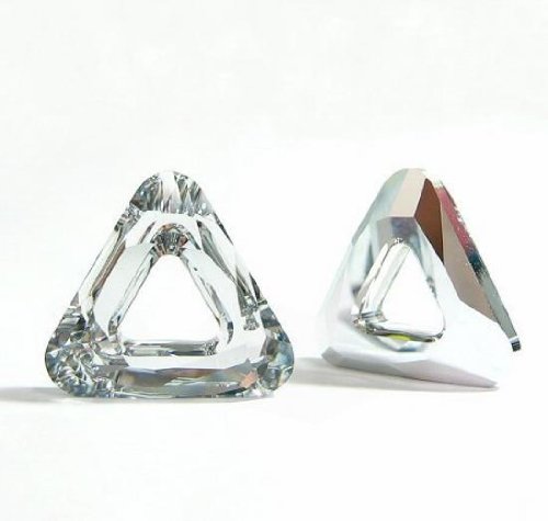 1 pc Austria Crystal 4737 Comsic Triangle Frame Ring Clear CALVSI Foiled Charm Pendant 14mm / Findings/Austrian Elements