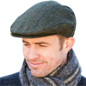 Mucros Weavers Men's Donegal Tweed Cap - Green, X-Large