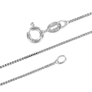 hawaiian silver jewelry 1mm sterling silver box chain – elegant and simple silver box chain necklace 20-inch – exquisite silver box chain necklace for women – thin design – no nickel sterling silver