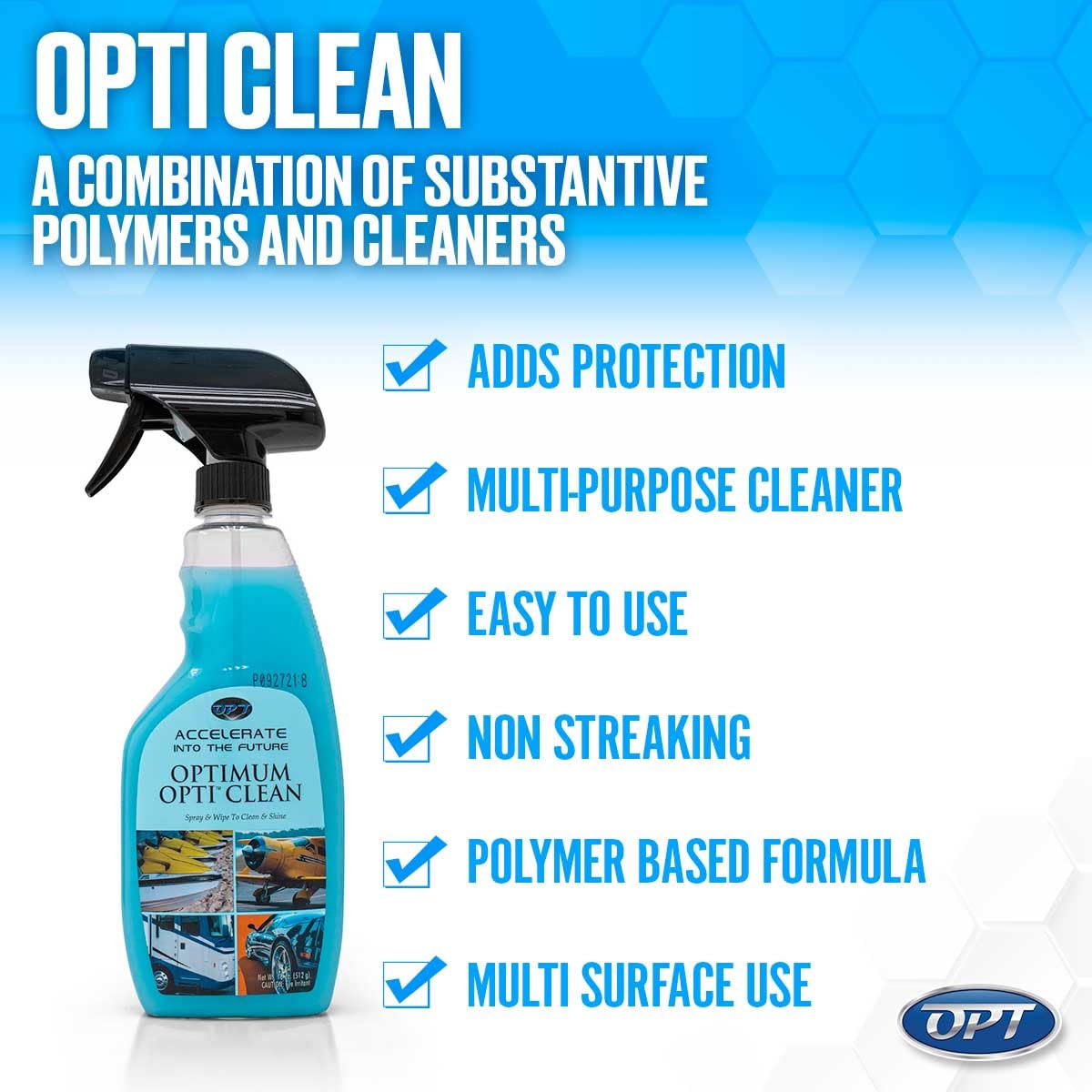 Optimum Opti-Clean Waterless Wash and Wax - Concentrated Waterless Car Cleaning Spray, Car Wax, and Polymer Protection (32 oz)