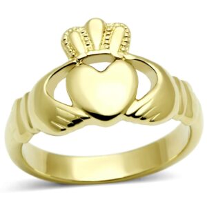 eternal sparkles women's claddagh celtic irish fashion comfort statement love ring in 14k gold plated stainless steel