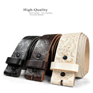 BS036 Cowboy Cowgirl Western Tooled Floral Embossed Full Grain Genuine Leather Belt Strap 1-1/2"(38mm) Wide (Black, 38)