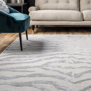 nuLOOM Hand Tufted Plush Zebra Area Rug, 8x10, Grey