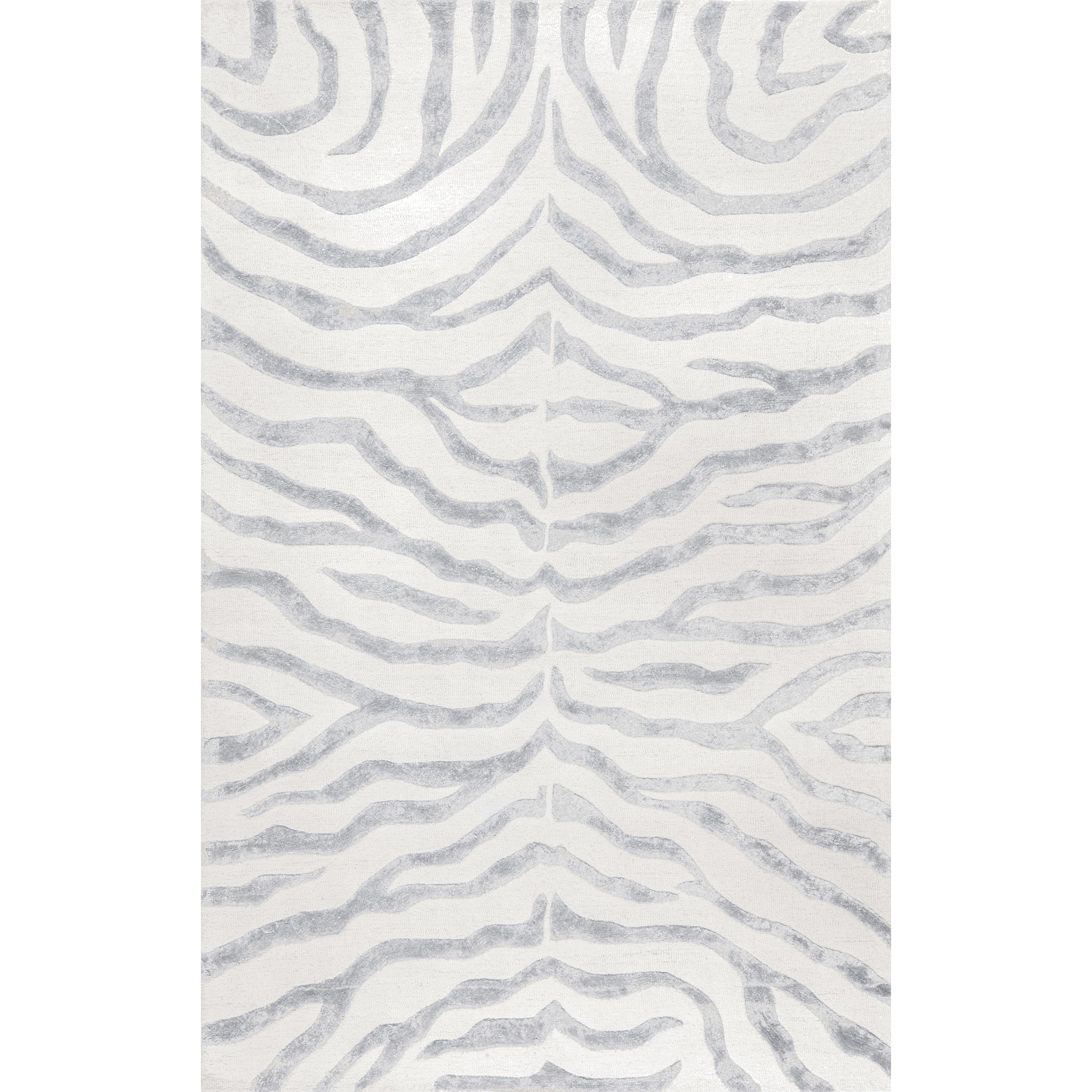 nuLOOM Hand Tufted Plush Zebra Area Rug, 8x10, Grey