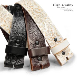 BS036 Cowboy Cowgirl Western Tooled Floral Embossed Full Grain Genuine Leather Belt Strap 1-1/2"(38mm) Wide (Black, 38)