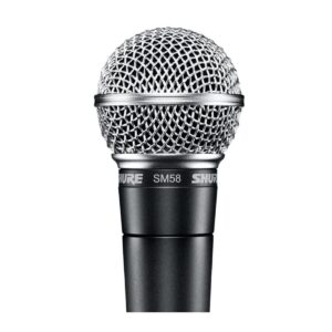 Shure SM58-LC Cardioid Dynamic Vocal Microphone Bundle with Stand Adapter and Zippered Pouch, XLR