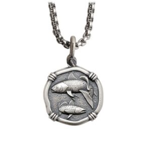 nautora redfish/trout necklace - pendant crafted in sterling silver on a 22" necklace box chain