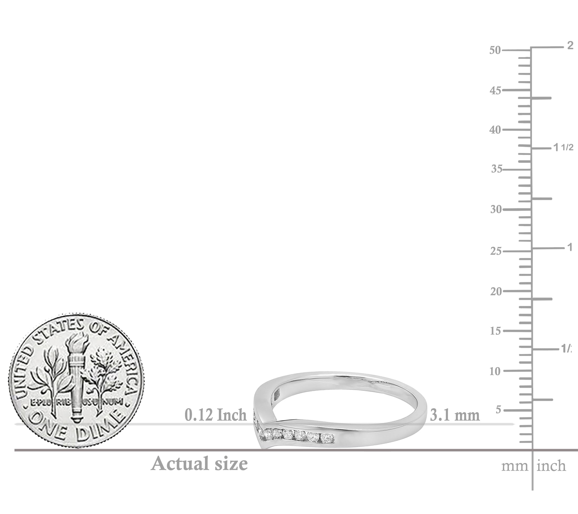 Dazzlingrock Collection 0.25 Carat (Cttw) 10K Round Diamond Wedding Stackable Chevron Ring 1/4 CT, White Gold, Size 6