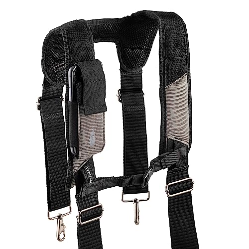 Bucket Boss Mullet Buster 3 Bag Tool Belt with Suspenders in Grey, 55135, Black, full size