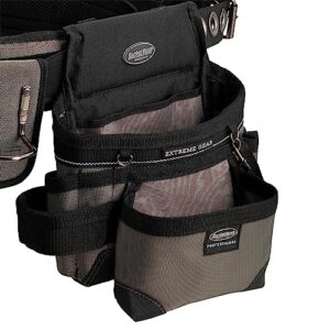 Bucket Boss Mullet Buster 3 Bag Tool Belt with Suspenders in Grey, 55135, Black, full size