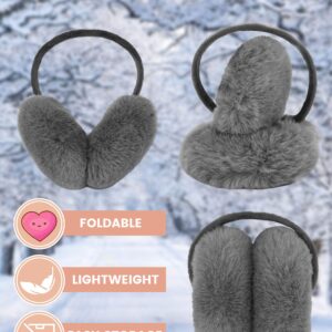 Simplicity Women's Ear Muffs Foldable Men Women Plush Ear Muffs Winter for Outdoor Snowboarding Women's Earmuffs Ear Warmers for Men, Dark Grey