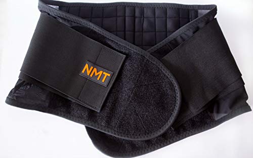 Back Brace by NMT ~ Lumbar Support Black Belt ~ Posture Corrector ~ Pain Relief from Arthritis, Sciatica, Scoliosis, Backache, Slipped Disc, Hernia, Spinal Stenosis ~ Injury Prevention ~ 4 Adjustable Sizes -'L' Fits Waist 34-40" (86-102cm)