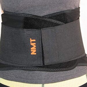 Back Brace by NMT ~ Lumbar Support Black Belt ~ Posture Corrector ~ Pain Relief from Arthritis, Sciatica, Scoliosis, Backache, Slipped Disc, Hernia, Spinal Stenosis ~ Injury Prevention ~ 4 Adjustable Sizes -'L' Fits Waist 34-40" (86-102cm)