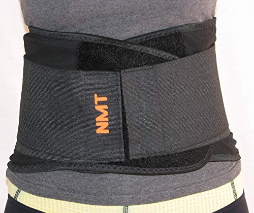 Back Brace by NMT ~ Lumbar Support Black Belt ~ Posture Corrector ~ Pain Relief from Arthritis, Sciatica, Scoliosis, Backache, Slipped Disc, Hernia, Spinal Stenosis ~ Injury Prevention ~ 4 Adjustable Sizes -'L' Fits Waist 34-40" (86-102cm)