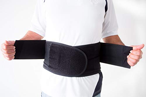 Back Brace by NMT ~ Lumbar Support Black Belt ~ Posture Corrector ~ Pain Relief from Arthritis, Sciatica, Scoliosis, Backache, Slipped Disc, Hernia, Spinal Stenosis ~ Injury Prevention ~ 4 Adjustable Sizes -'L' Fits Waist 34-40" (86-102cm)