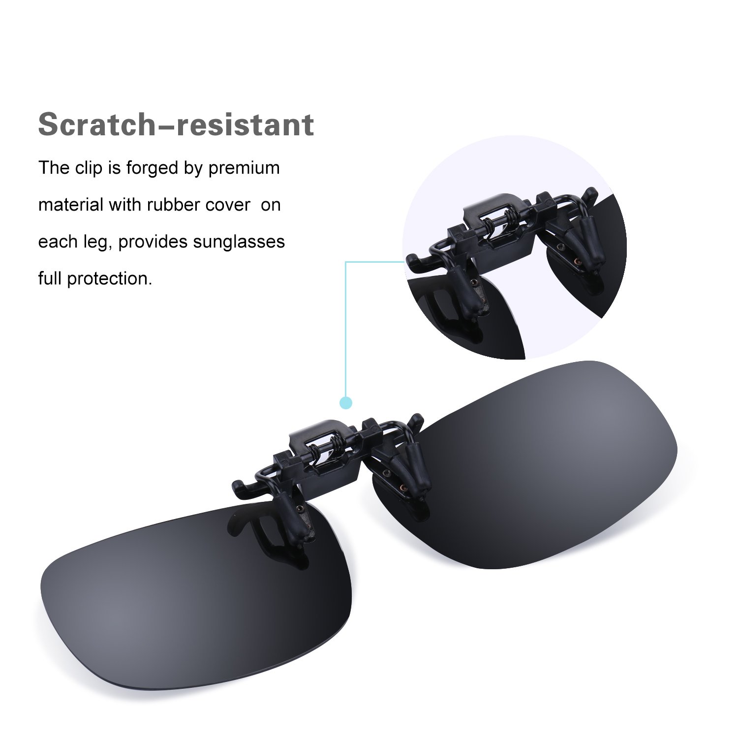 Besgoods Cool Silver Mirror Polarized Clip-on Flip up Sunglasses Plastic Lenses Glasses Outdoor Driving Fishing Sport