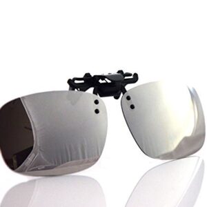 Besgoods Cool Silver Mirror Polarized Clip-on Flip up Sunglasses Plastic Lenses Glasses Outdoor Driving Fishing Sport