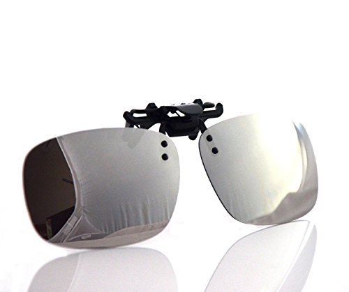 Besgoods Cool Silver Mirror Polarized Clip-on Flip up Sunglasses Plastic Lenses Glasses Outdoor Driving Fishing Sport