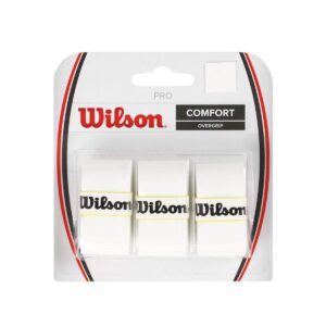 wilson tennis racquet pro over grip, white, pack of 3