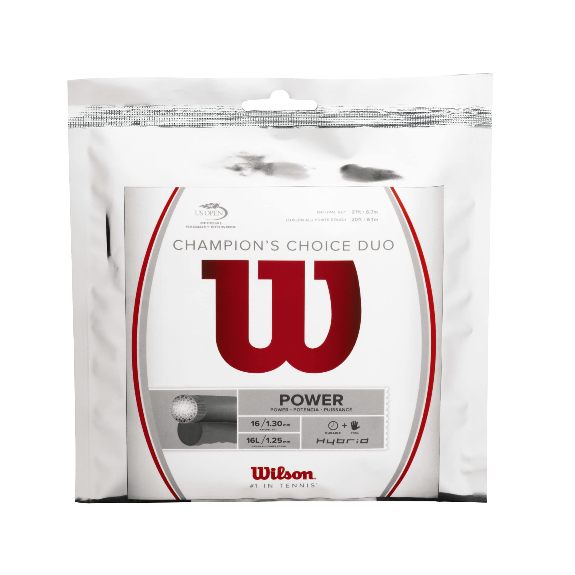 Wilson Champion's Choice Duo Tennis String - Set, Grey/White