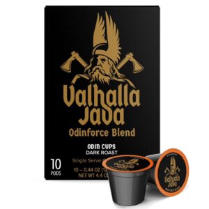 Death Wish Coffee Co. Valhalla Java Single Serve Pods - Extra Kick of Caffeine - Coffee Pods Made with USDA Certified Organic Fair Trade Arabica and Robusta Beans (10 Count)