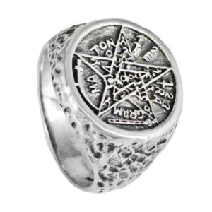 moonlight mysteries sterling silver large tetragrammaton protection pentacle signet ring (size 14)