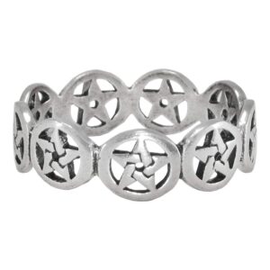 Moonlight Mysteries Sterling Silver Pentacle Pentagram Band Ring Size 7