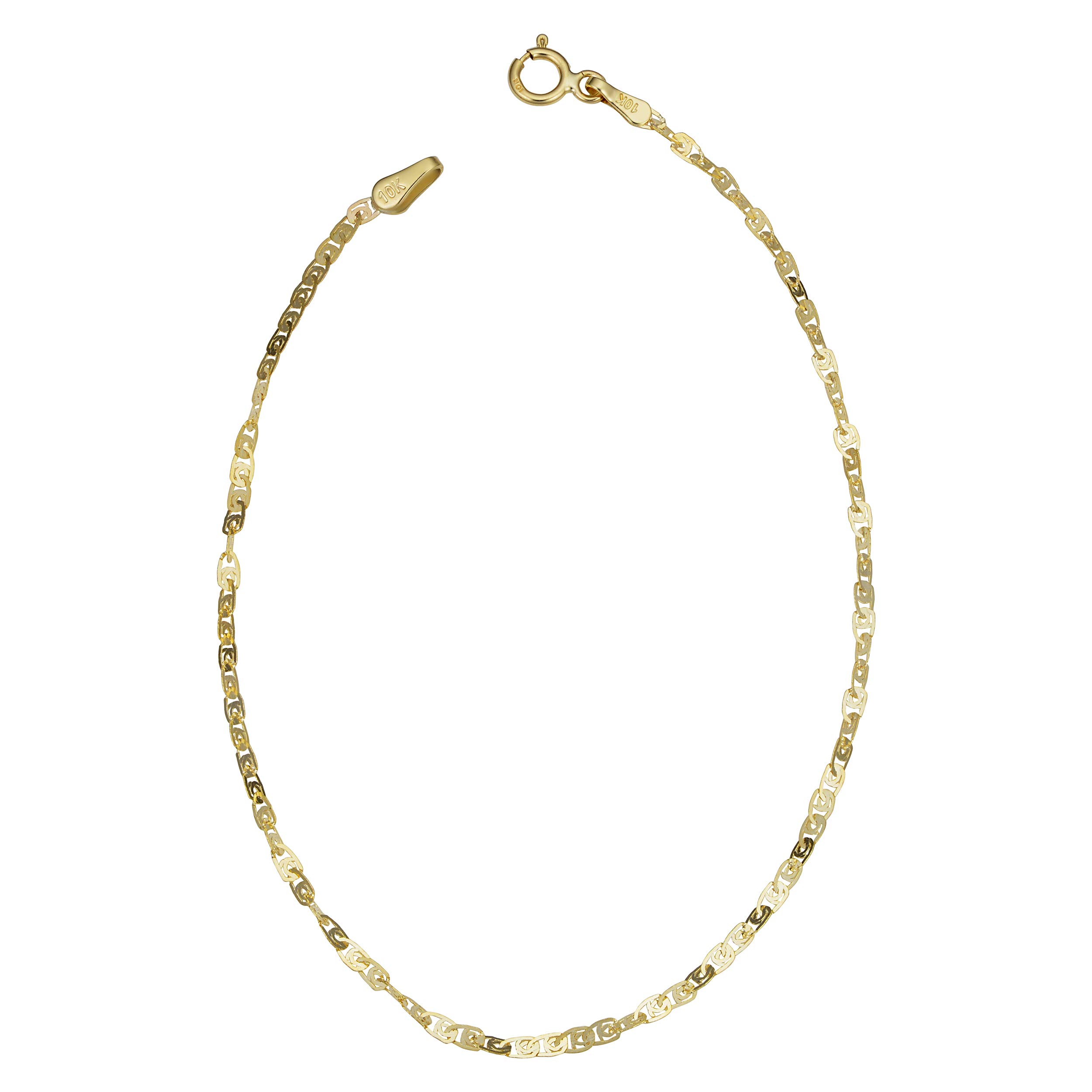 Kooljewelry 10k Yellow Gold Flat Twisted Love Link Bracelet (1.8 mm, 7.5 inch)