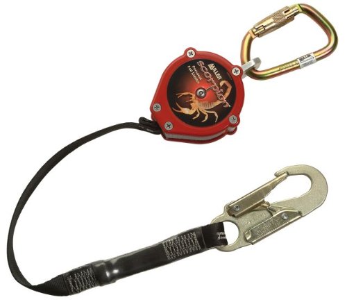 Honeywell PFL-2-Z7/9FT Miller by PFL-2-Z7/9FT 9' Scorpion Polyester Web Retractable Personal Fall Limiter w/Locking Snap Hook End Connector &Steel Twist-Lock Carabiner Unit Connector, 15.34 fl. oz.