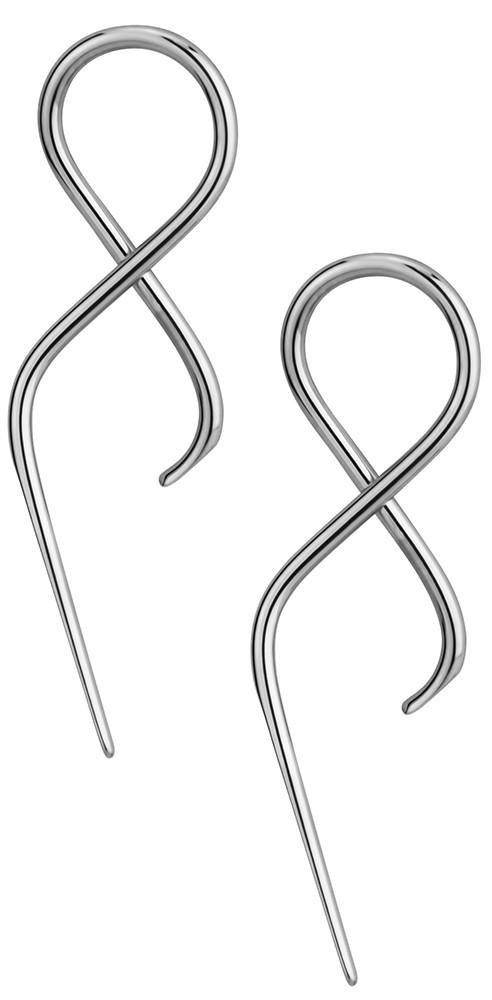 Pair of 12g Surgical Steel 2.2" Twisting Curved Hanging Loop Taper Earrings