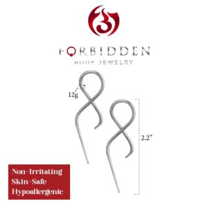 Pair of 12g Surgical Steel 2.2" Twisting Curved Hanging Loop Taper Earrings