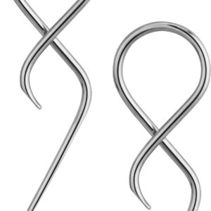 Forbidden Body Jewelry Surgical Steel Earrings Pair of Twisting Hanging Loop 14G Earrings