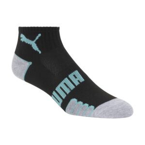 PUMA womens 6 Pack Quarter Crew athletic socks, Black, 9 11 US