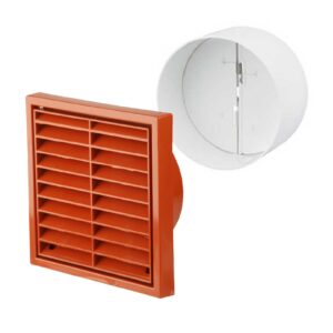 terracotta square louvre extractor air vent & back draught ducting shutter