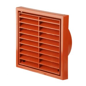 Terracotta Square Louvre Extractor Air Vent & Back Draught Ducting Shutter